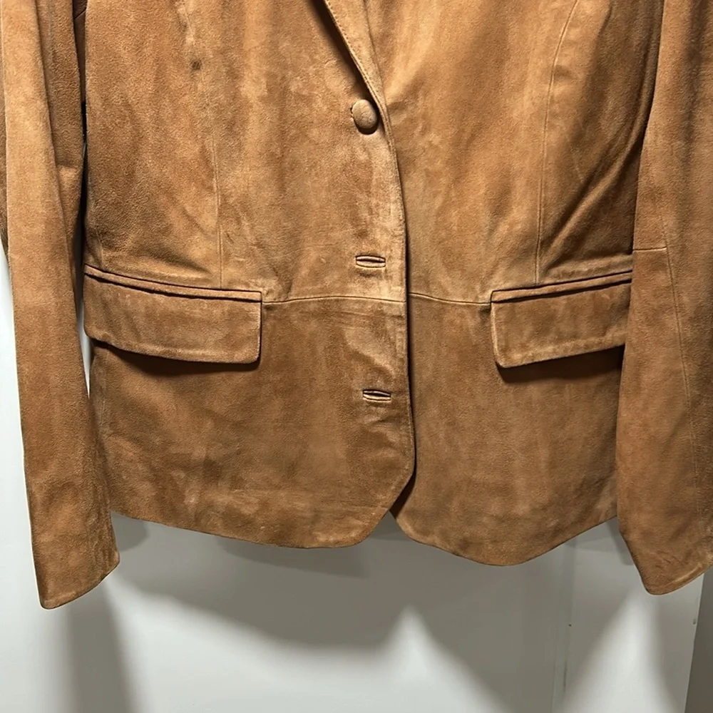 BNWOT Cole Haan suede brown blazer, size Large with 3 pockets - Picture 4 of 7
